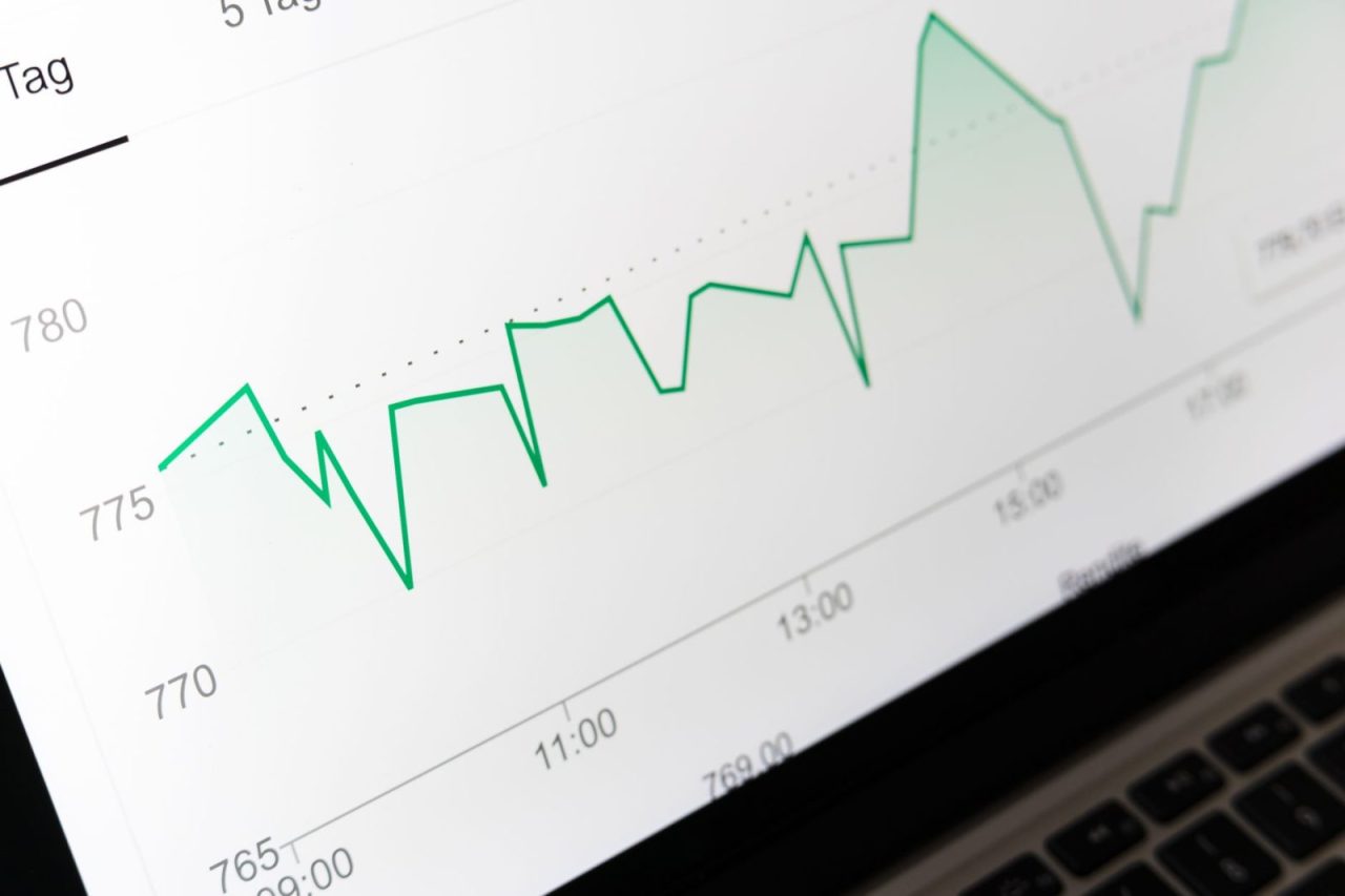 Financial graph on a computer screen displaying data trends